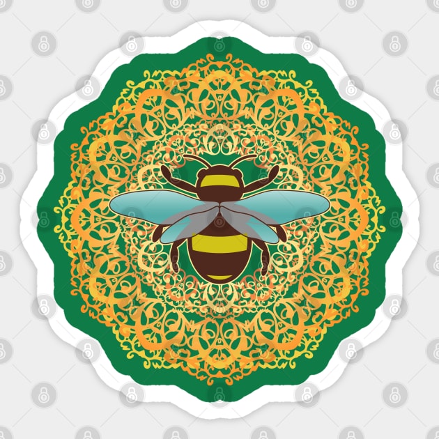 Honey Bee on abstract flower Sticker by BeyondGraphic